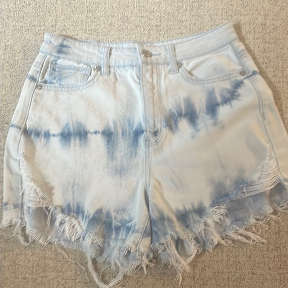 American Eagle Outfitters Light Blue Tie-Dye Jean Shorts